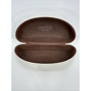 COACH Hard Case Ivory White Clamshell for Sunglasses or Eyeglasses - Embossed C